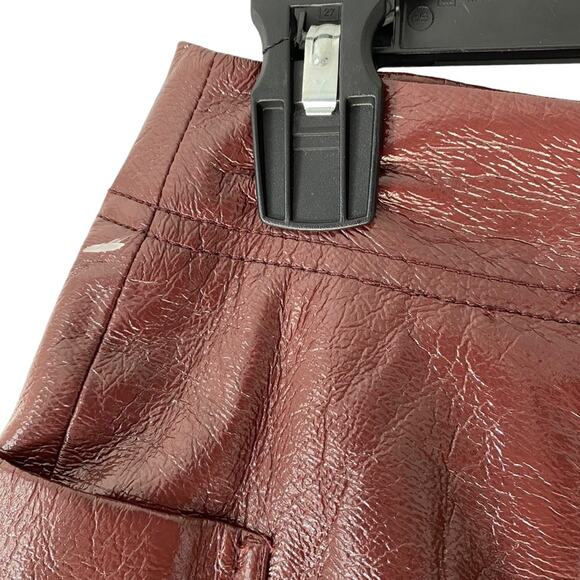 Maeve Anthropologie Faux Leather Vinyl Look Wine Burgundy Mini Skirt NWOT size 6 - Picture 7 of 10